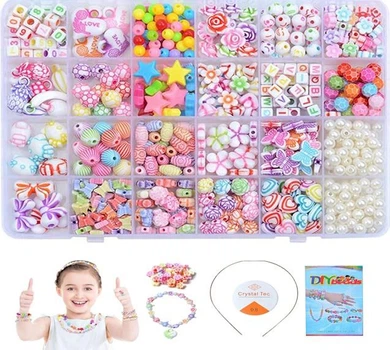 Детский набор для творчества и рукоделия Urbankit Beads Set 450+ Бусины, бисер, цифры, мушли, кристаллы для изготовления браслетов, украшений, колье, бижутерии (BED450SET)