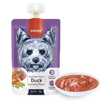 Жидкий корм для собак Wanpy Duck Carrot & Pea крем-пюре утка с морковью, дой-пак 90г (RA-63)