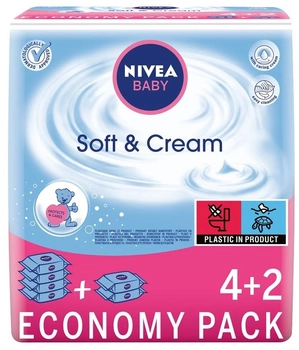 Chusteczki Nivea Baby Soft & Cream dla dzieci oczyszczające 6 x 63 szt (4005900474353)