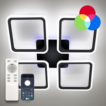 Люстра світлодіодна стельова LUMINARIA LOOK RGB 120W 4Q 540/70 BLACK 220V IP20, LED світильник з пультом ДУ