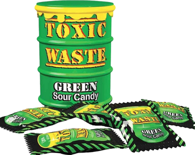 Жувальні цукерки Toxic Waste Зелена бочка 42 г (5060045050311)