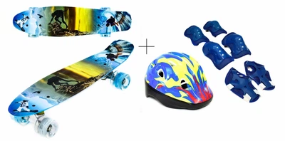 Скейт Best Penny Board LED 22 Волна Шлем + защита (990-4357)