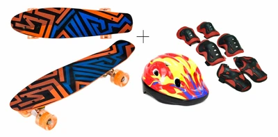 Скейт Best Penny Board LED 22 Orange Шлем + защита (730-4051)