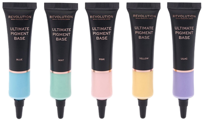 Набір основ під тіні для повік Makeup Revolution Ultimate Pigment Base Set Blue + Mint + Pink + Yellow + Lilac 5 x 15 мл (5057566516709)