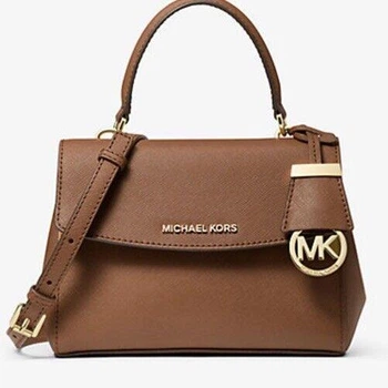 Женская коричневая сумка Michael Michael Kors Ava Extra-Small Saffiano Leather Crossbody Luggage Арт. 32F5GAVC1L