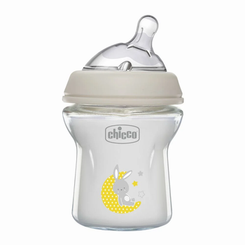 Стеклянная бутылка Chicco с силиконовой соской Natural Feeling, 0м+, 150мл. 81211.30