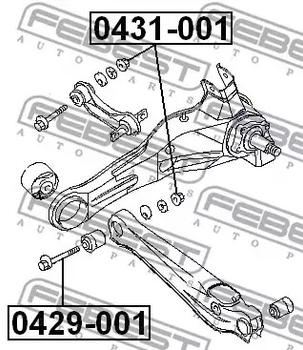 Гайка балки моста Lancer 00-09, FEBEST (0431001)