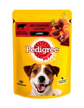 Вологий корм Pedigree для дорослих собак з яловичиною та ягням в соусі 100 г. (5900951262531)