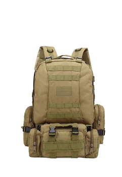 Модульний рюкзак Defense Pack Assembly 50L Coyote з відстібними підсумками, з міцного матеріалу Nylon 600D