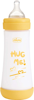 Пляшка для годування пластикова Chicco Perfect 5 Love із силіконовою соскою 4+ міс. 300 мл Жовта (20235.31.40)