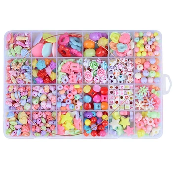 Дитячий набір для творчості та рукоділля Urbankit Beads Set 450+ Бусини, бісер, кристали, сердечки для виготовлення браслетів, прикрас, кольє, біжутерії (MUSH3V)