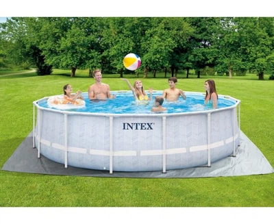 Круглый каркасный бассейн Intex 26746 с лестницей, тентом, подстилкой и насосом-фильтром, 488x122см 19776л