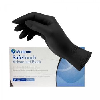 Рукавички нітрилові Medicom SafeTouch Advanced M 1187P-C Чорні 100 шт
