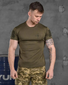 Тактическая мужская футболка с надписью ЗСУ потоотводящая S олива (85683)