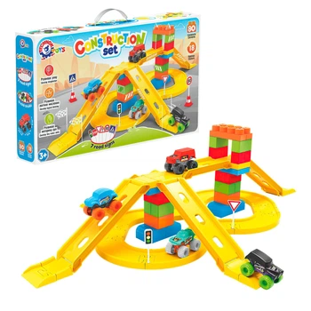 Конструктор "Автомобільний міст" з машинками та знаками, Technok Toys: 80 елементів, в коробці