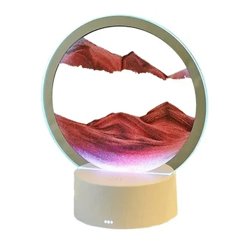 Настольная LED лампа ночник Песочные часы 3D Moving Sands Capes USB Ночной светильник Красный