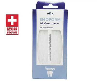 Зубна нитка (суперфлосс) Dr. Wild Emoform Triofloss Extrasoft супер м'яка 100 шт | 70 cм довжина однієї нитки