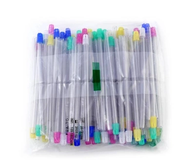 Стоматологические насадки одноразовые для слюноотсосов прозрачные с разноцветными наконечниками 100 штук
