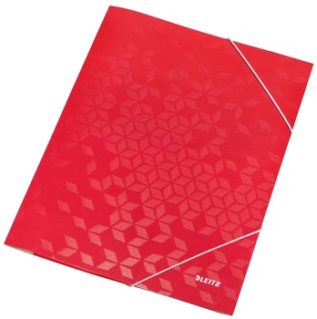 Папка А4 на резинке LEITZ WOW картонная тонкая красный (3982-00-26)