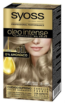 Trwała farba do włosów Syoss Oleo Intense Permanent Hair Color bez amoniaku 8 - 05 Beige Blonde 115 ml (8410436329071)