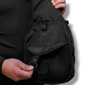 Тактическая укрепленная мужская сумка слинг со многими карманами и крепежами молли Molle черная