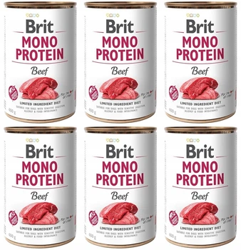 ПАК. Консервированный монопротеиновый корм для собак Brit Diet Mono Protein Dog с говядиной, 6 шт по 400 г
