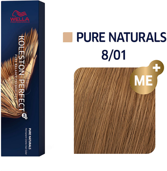 Стійка фарба для волосся Wella Koleston Perfect Me + Pure Naturals 8 - 01 Light Blonde Natural Gold 60 мл (8005610649320)