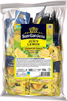 Чай чорний Sun Gardens Juicy Lemon 100 пакетиків по 1.7 г (4820082705190)