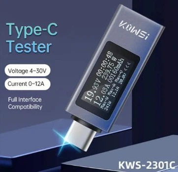 USB-тестер для измерения ёмкости,тока,времени 4-30V 12A KOWSI KWS-2301C