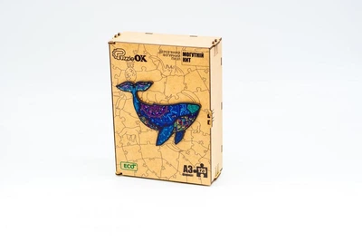 Деревянные пазлы PuzzleOK Могущественный кит 39,2*29,4 см, в деревянной упаковке, 125 деталей