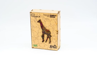 Деревянные пазлы PuzzleOK Пятнистый жираф 5,7*40 см, в деревянной упаковке, 102 детали