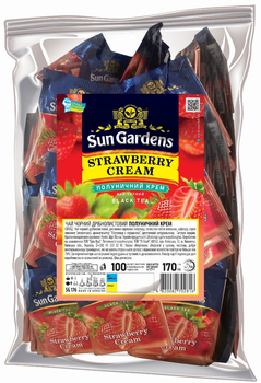 Чай чорний Sun Gardens Strawberry Cream 100 пакетиків по 1.7 г (4820082702816)