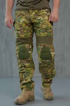 Мужские тактические брюки с наколенниками в комплекте и вставками FLEX / Крепкие Брюки рип-стоп мультикам L