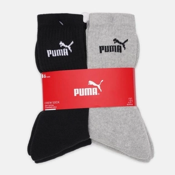 Набір чоловічих шкарпеток 6 пар Puma Crew Sock 6P 88749602 43-46 Чорний/Сірий (8713537680530)