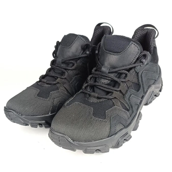 Тактичні шкіряні кросівки Oksy Tactical літні з сіткою трекінгові Black розмір 42