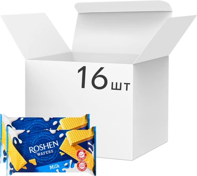 Упаковка вафель Roshen Wafers Молоко 216 г х 16 шт (4823077640124)
