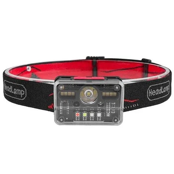 Ліхтар на чоло M-006-XPG+8SMD+4SMD(white+red+green+blue+UV), Motion Sensor, Li-Ion акумулятор, ЗП Type-C, Box