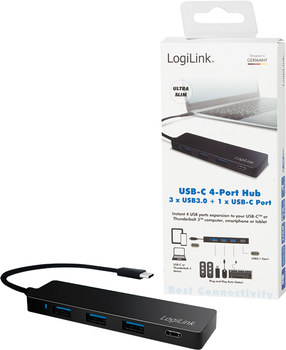 Hub USB-C LogiLink UA0311 USB 3.2 Gen1x1 USB-C 4-Port Black