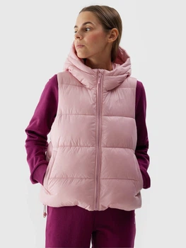 Теплый жилет короткий женский 4F Vest Jacket F112 4FWSS24TVJAF112-56S S Розовый (5904698676910)