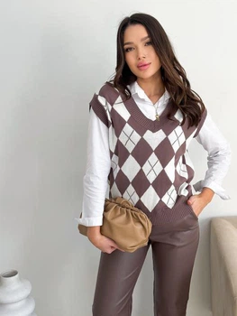 Жилет жіночий ARTKNIT Ромб S/M Шоколад (4823093456945)