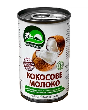 Натуральное кокосовое молоко без сахара Nature's Charm Coconut Milk 165 мл