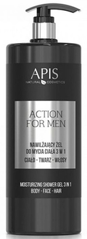 Żel Apis Action For Men do mycia ciała, twarzy i włosów 3 in 1 nawilżający 1000 ml (5901810004811)