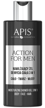 Żel Apis Action For Men do mycia ciała, twarzy i włosów 3 in 1 nawilżający 300 ml (5901810006082)