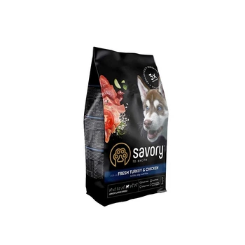 Сухой корм для щенков крупных пород Savory Junior Large с индейкой и курицей (MLZ8455)