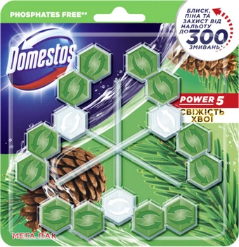 Туалетний блок для унітаза Domestos Power 5 Свіжість хвої 3 х 55 г (8710908736056/8720182805621)