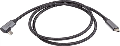 Кабель CABLETIME USB 3.2, USB-C - USB-C, 20 Гбит/с, 100W, 20V/ 5A, 4K/ 60 Гц, 1 м, угловой Black/Grey (CA913329)