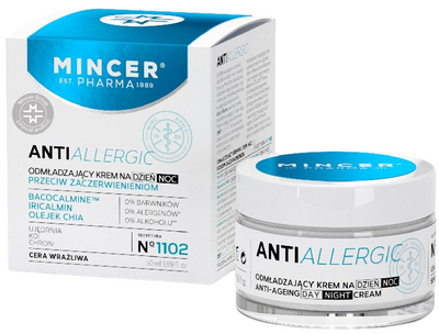 Krem Mincer Pharma Antiallergic омолоджуючий денний/нічний крем проти почервоніння № 1102 50 мл (5905279887947)