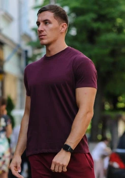 Літня футболка чоловіча бордо S