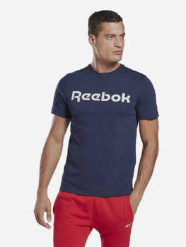 Koszulka męska bawełniana Reebok Gs Reebok Linear Rea 100042355 2XL Granatowy/Biały (4064047967777)