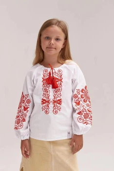 Вишиванка для дівчинки Орнамент червоний 134